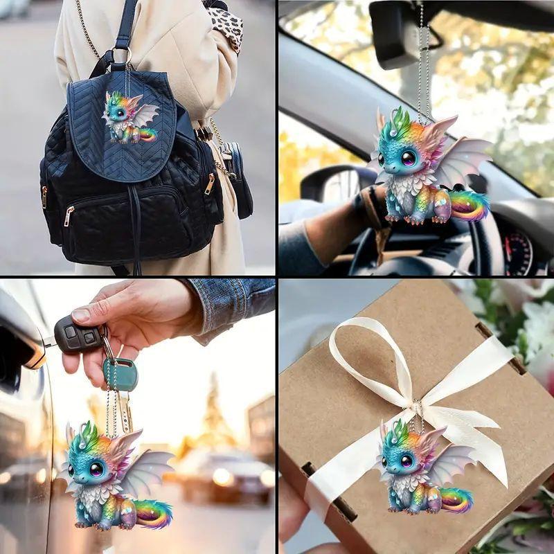 Acrylic Material Flat 2D Car Pendant, Backpack Accessories, Home Decoration Pendant Keychain