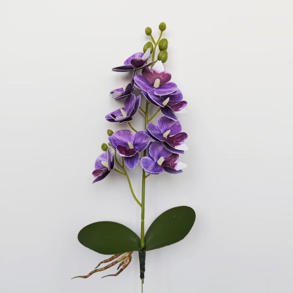 New 9 Flowers Artificial Orchid Flowers Pink PVC Artificial Faux Plants Multi-Bloom Fake Flower Living Room Ornaments