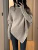 MULVAN Women's Irregular High Neck Batwing Sweater Top