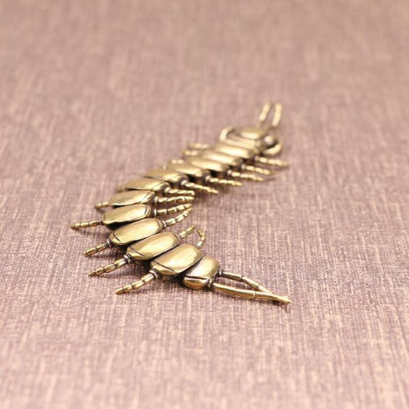 Antique Bronze Centipede Figurines Ornaments Pure Copper Moveable Simulation Animal Statue Crafts Home Feng Shui Desktop Decors