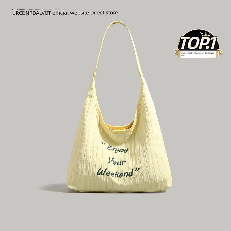 

Ur Korean Series Lazy Canvas Bag for Women 2025 New Large Capacity Versatile Fashion Commuter Shoulder Tote Bag Yellow