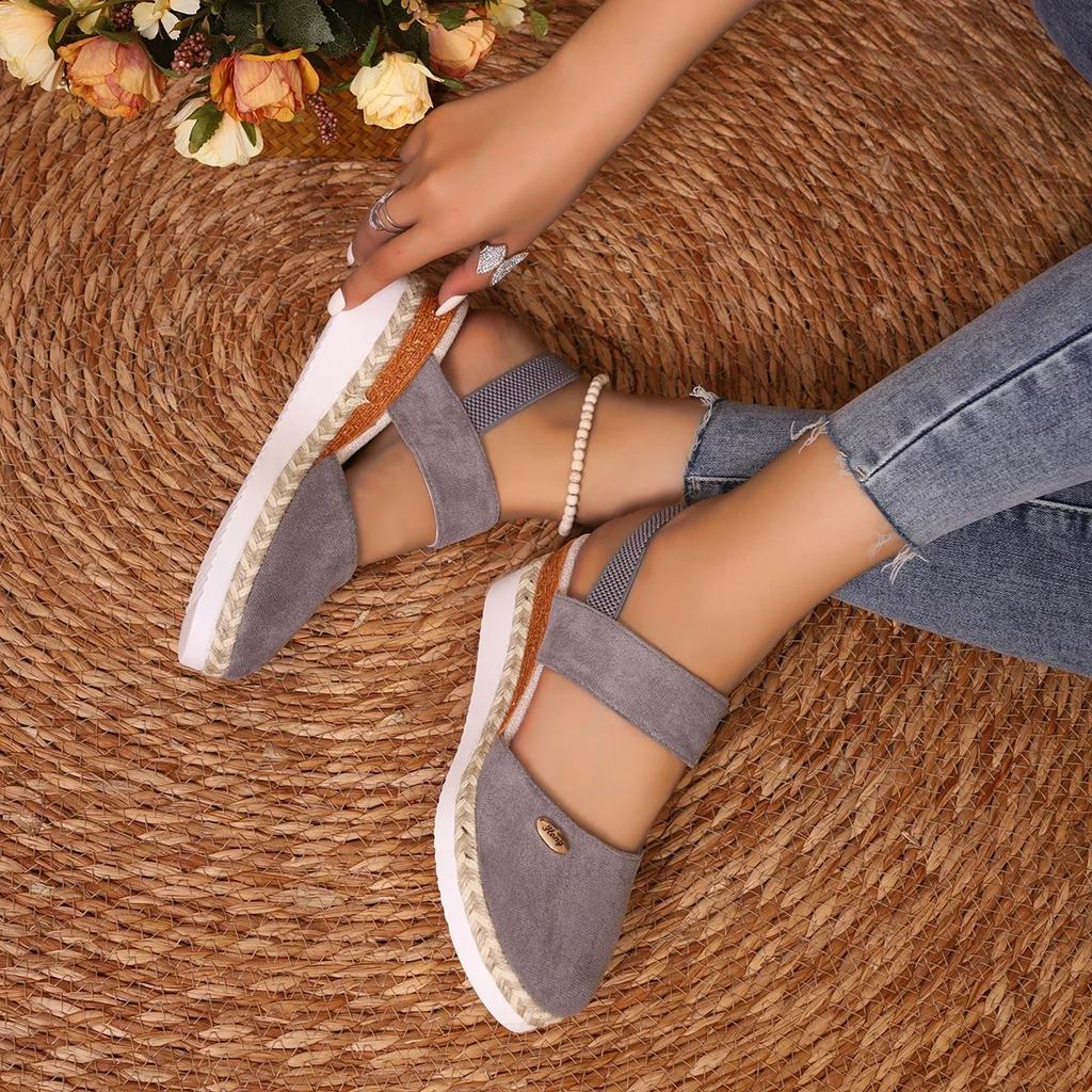 Fashion Women Closed Toe Wedge Sandals Women Summer Buckle Strap Gladiator Shoes Woman Fashion Espadrilles Platform Sandalias Mujer