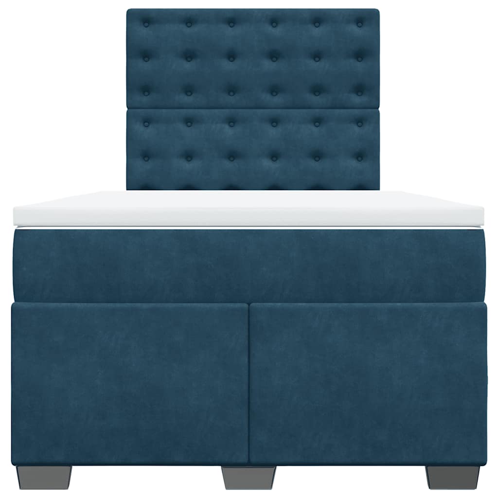 Blue Box Spring Bed with Mattress 120 x 190 cm Velvet