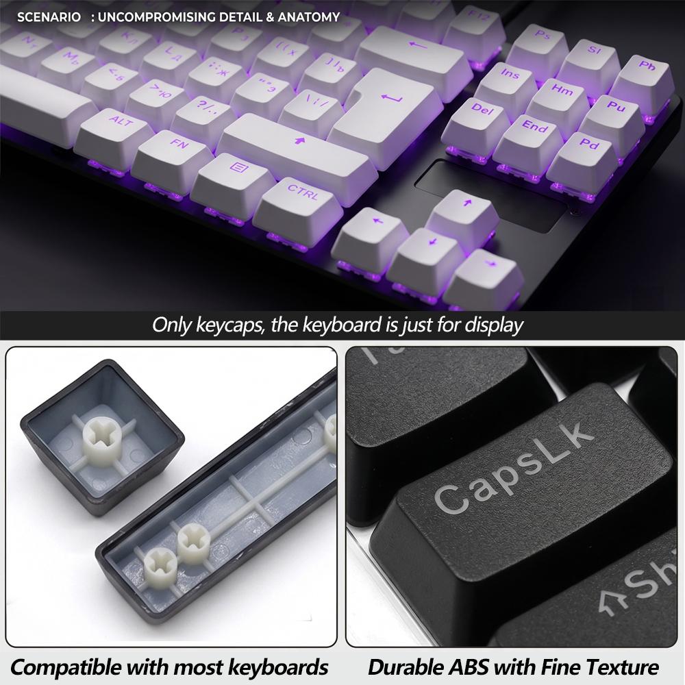 104 Pcs Universal Mechanical Keyboard Keycaps ABS OEM Height Backlit Portuguese Arabic Spanish French German For  Gaming Office