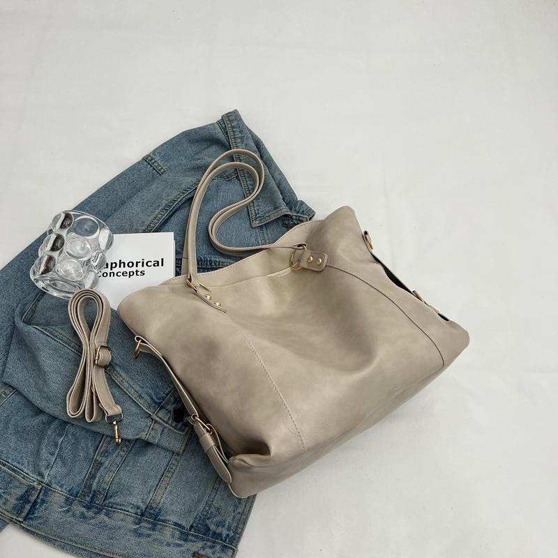 Trendy Street Style Women's Tote Bag Large Capacity Pu Material Available In Black Coffee Ivory
