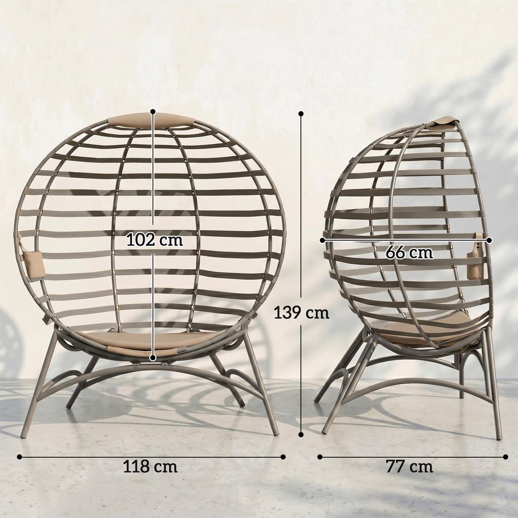 Egg Chair With Cushion And Side Pocket Sand