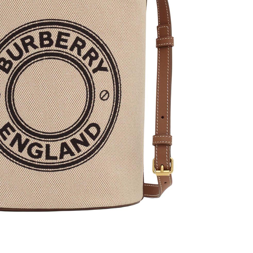 Burberry Logo Cotton Bucket Shoulder Bag Women Bags Black Wheat 81214551