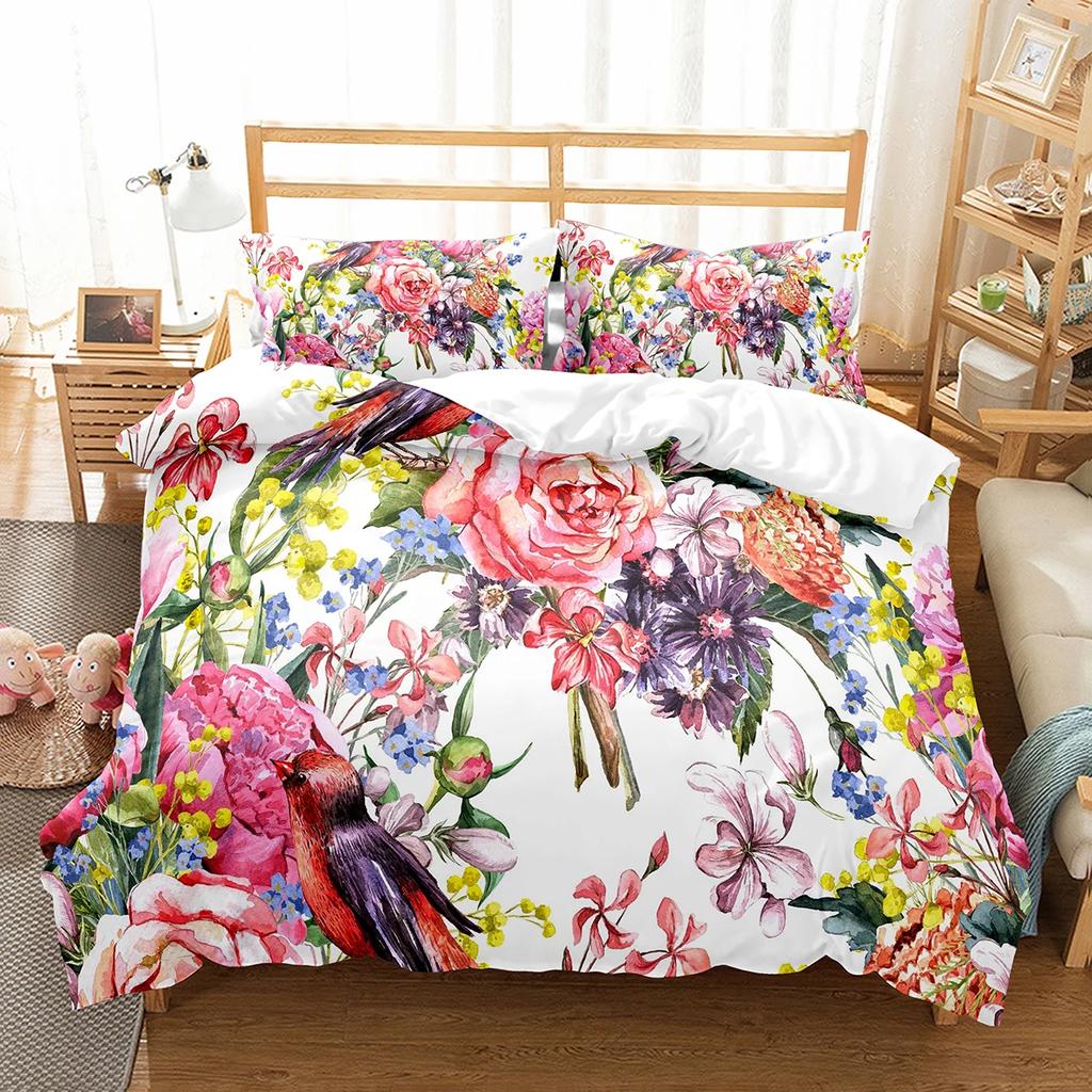 Comforter Cute Birds Wild Animals Pattern Polyester Comforter With For Men Women Bedding Set King Size