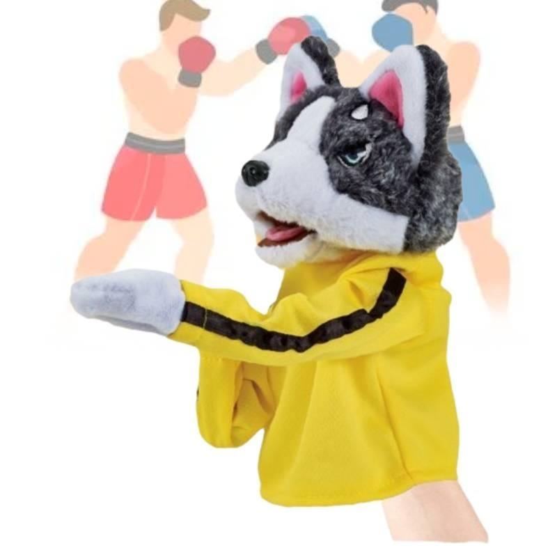Plys Dyre Boksende Hund Interaktiv Dukke Legetøj Med Stemme Hånddukke Husky