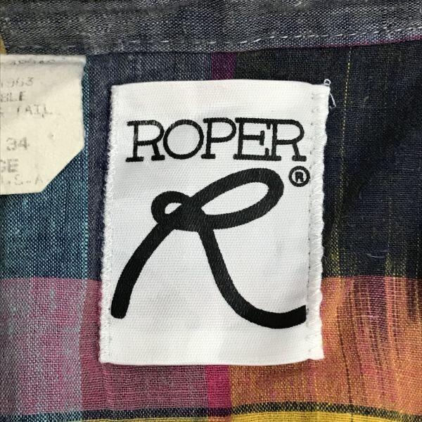 USA Vintage Roper Long Sleeve Western Shirt Multicolor Check L Men(USED)
