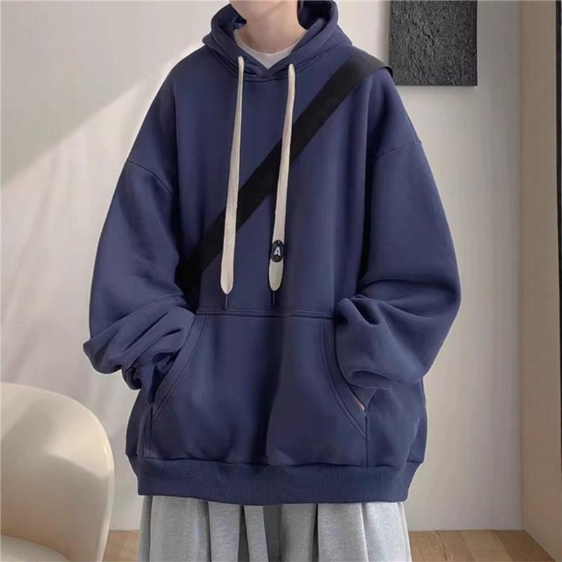 Big Drawstring Hooded Sweatshirt Autumn Loose Casual Versatile Top Trendy Brand Ins Hong Kong Style Pullover