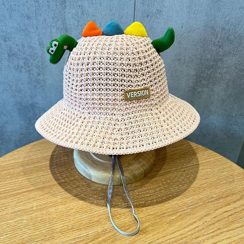 Pălărie de protecție solară pentru copii, de vară, cu plasă subțire, cu boruri largi, tip pescar, pentru băieți și fete, versatilă, cu dinozaur, de primăvară, pentru plajă, drăguță