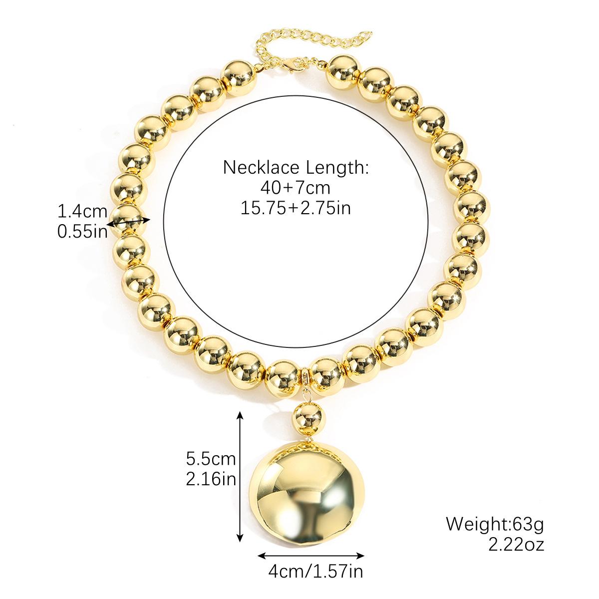 

Комплект украшений Простое ожерелье из бисера Съемный металлический полукруглый кулон Увеличенное ожерелье из бисера