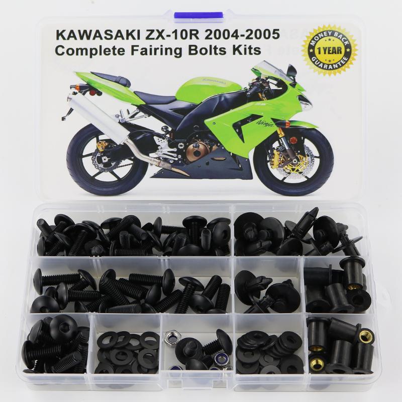 Passend für Kawasaki ZX10R ZX-10R 2004 2005 Kompletter Vollverkleidungs-Schraubensatz Muttern Verkleidungsclips ZX10R 2004-2005 Kit