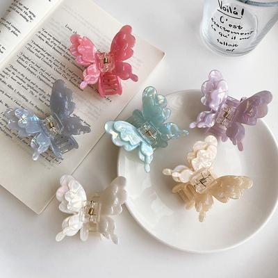 2024 Neue Koreanische Doppellagige Schmetterlings-Haarspange Klaue Für Frauen Haarklammern Elegant Acetat Geometrisch Haargriff Haarspangen
