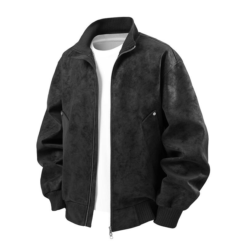 Premium Youth Stand Collar Leather Jacket – Trendy, Handsome Couple Style