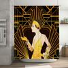 Vintage Art Deco Shower Curtain Luxury Golden Flapper Girl Print Bath Mat Cover Decorative Fabric Home Decoration Waterproof Was