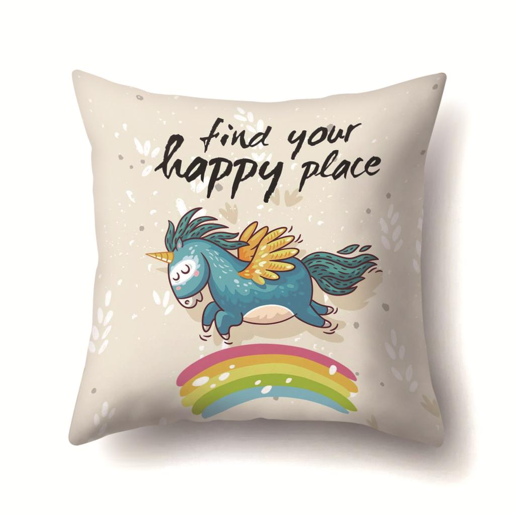 Unicorn Cute Cactus Polyester Pillow Cover Cushion