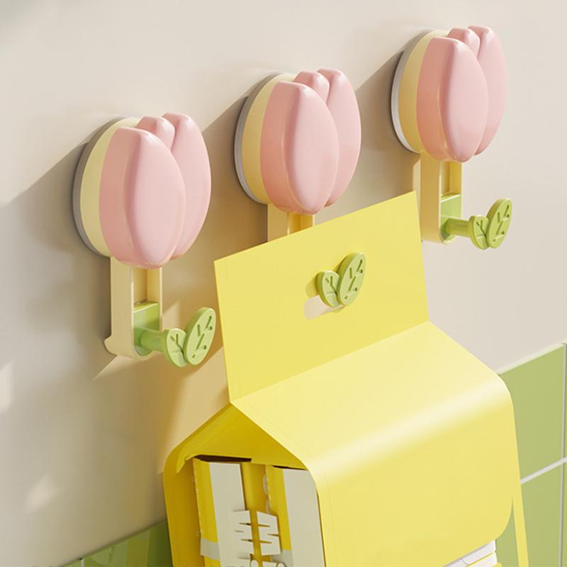 Strong Suction Cup Hooks Flower Design No Drill Adhesive for Bathroom Kitchen Organization Towel Rack
