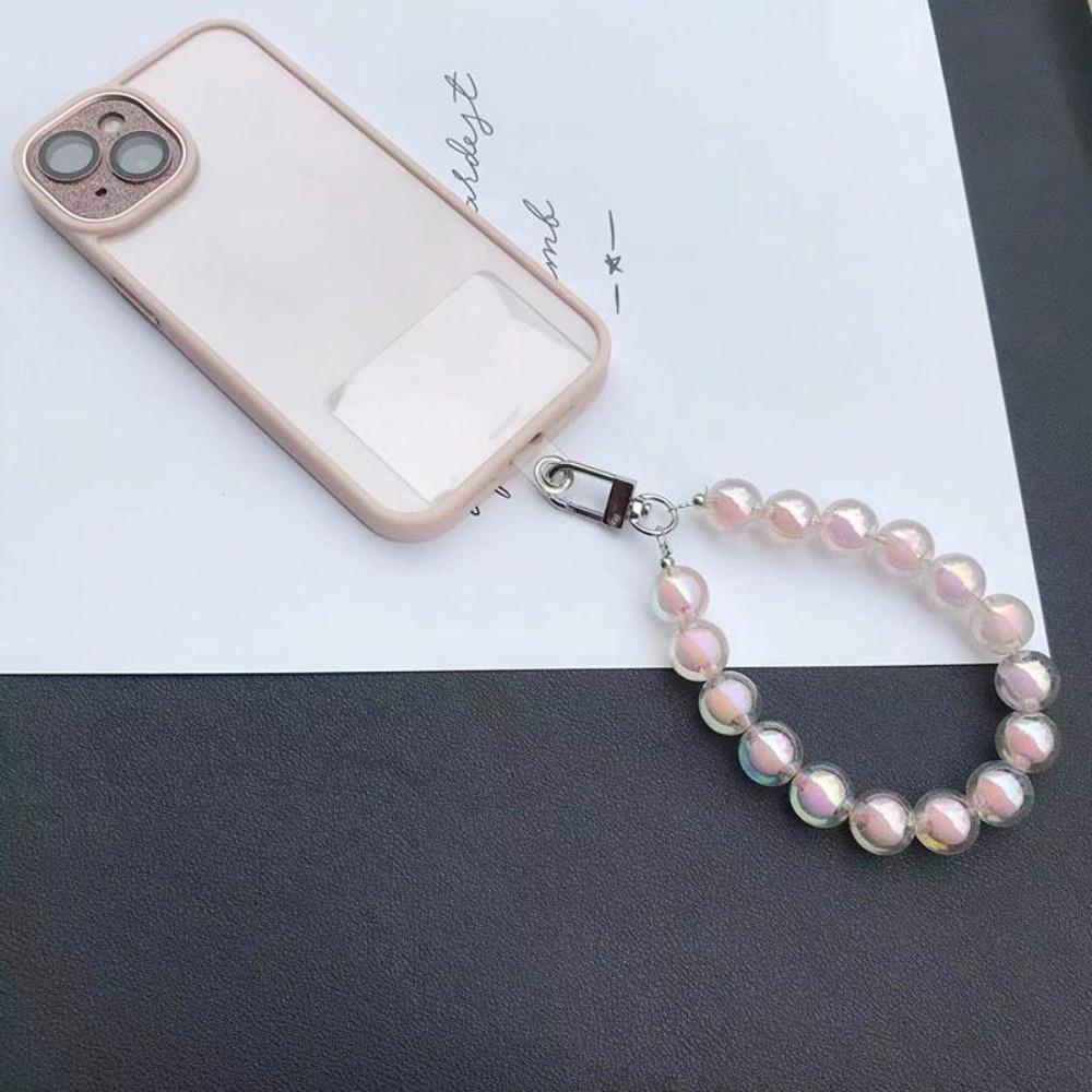 Luxury Plating Beaded Bracelet Phone Chain Acrylic Pendant For iPhone 11 13 Pro Max Woman Gold Anti-Lost Chain Hanging Jewelry