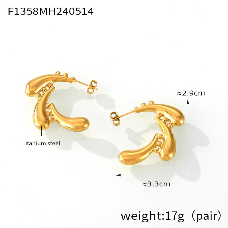 French Geometric Titanium Steel Water Drop Stud Earrings - Luxurious, Smooth, Rotating, Non-Fading Design