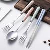 3 Pieces Spoon Fork Chopsticks Cutlery Portable Cutlery Set Lunch Cutlery With Box Set Stainless Steel Cutlery HMM