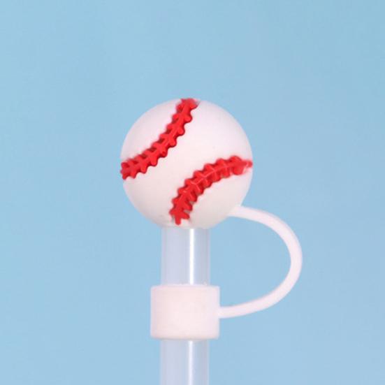 4 Stück Silikon-Strohhalmkappen, 10 mm, staubdicht, auslaufsicher, wiederverwendbar, Fußball-Thema, lebensmittelecht, Flaschenstrohhalm, Staubschutz, Trinkgläser, Trinkhalmaufsätze, Trinkhalm