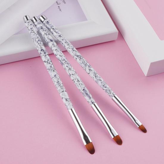 

3шт мраморная круглая верхняя чистящая кисть для дизайна ногтей акриловая УФ-гель ручка для рисования цветов