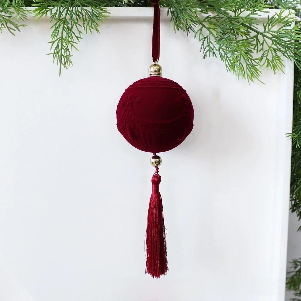 DIY Christmas Lantern Decoration Velvet Xmas Ball Ornament Hanging Ornaments Party Decoration