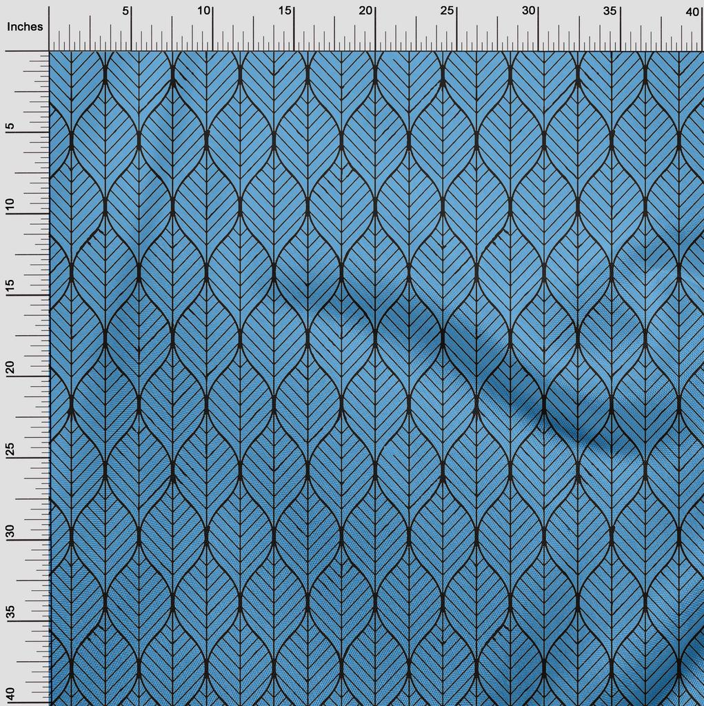oneOone Cotton Flex Medium Blue Fabric Geometric Ogee Sewing Fabric By The Yard Printed Diy Clothing Sewing Supplies 40 Inch