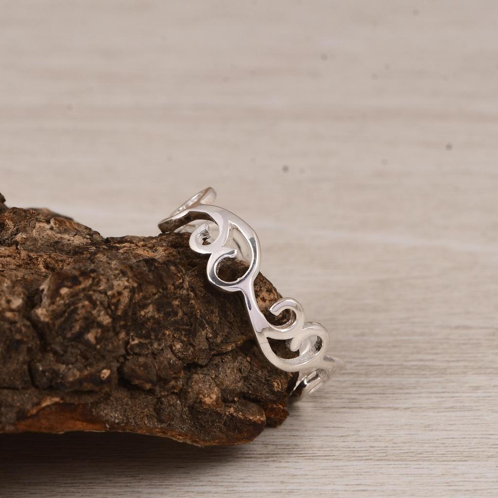 Sterling Silver Filigree Scroll Ring | Handmade 925 Silver Openwork Band | Minimalist Vintage Silver Ring | Everyday Silver Jewelry