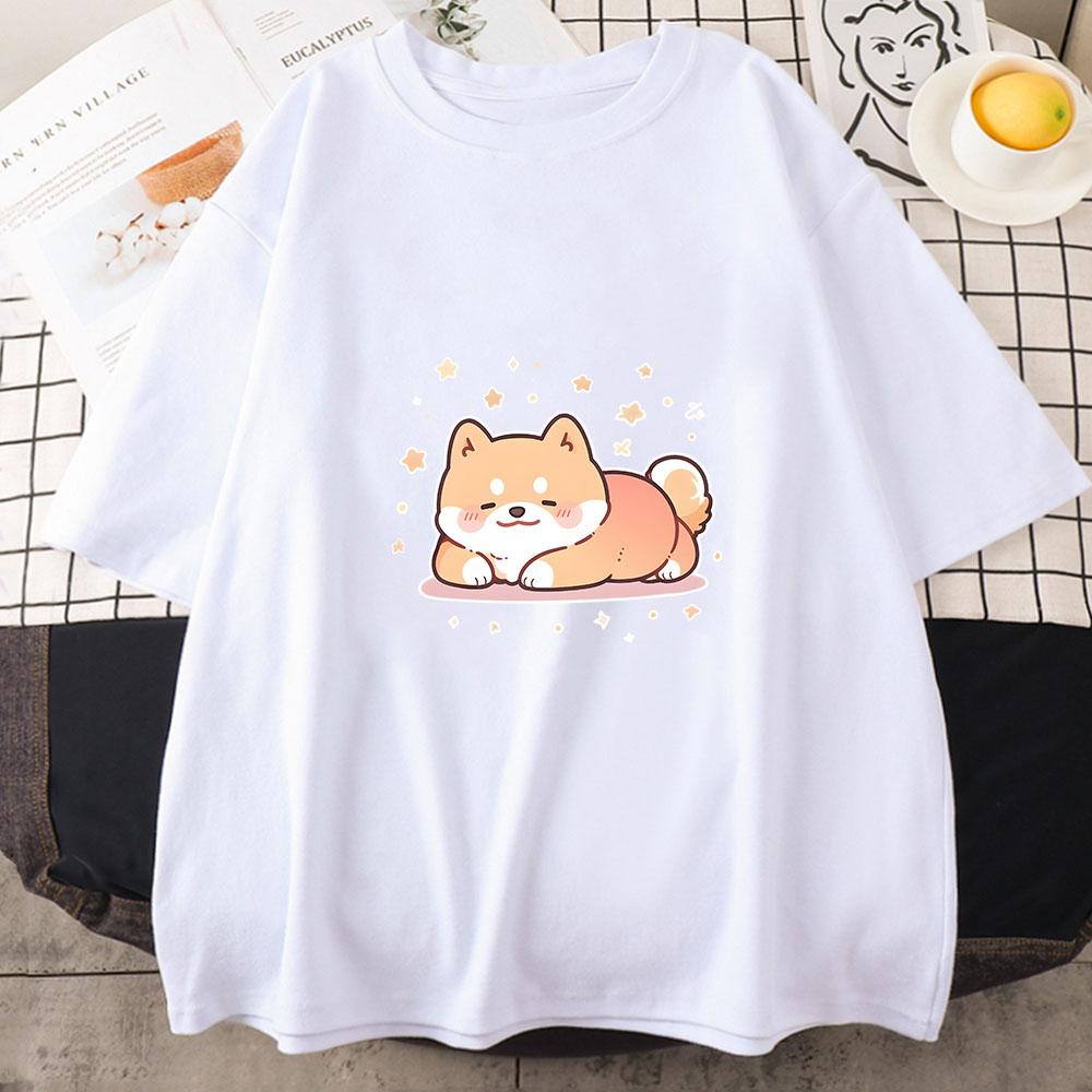 Shiba Inu Dog Print Tee Summer Men/Women O-Neck T-shirt Casual Cotton Short Sleeve Pullover Fashion Streetwear High Quality Clothes