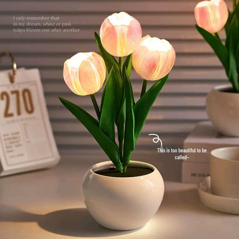 Elegant Tulip Night Light: High-End Decorative Bedside Lamp for Bedroom Ambiance