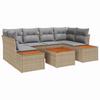Garden Sofa Set with Cushions 6 Pcs Beige Poly Rattan