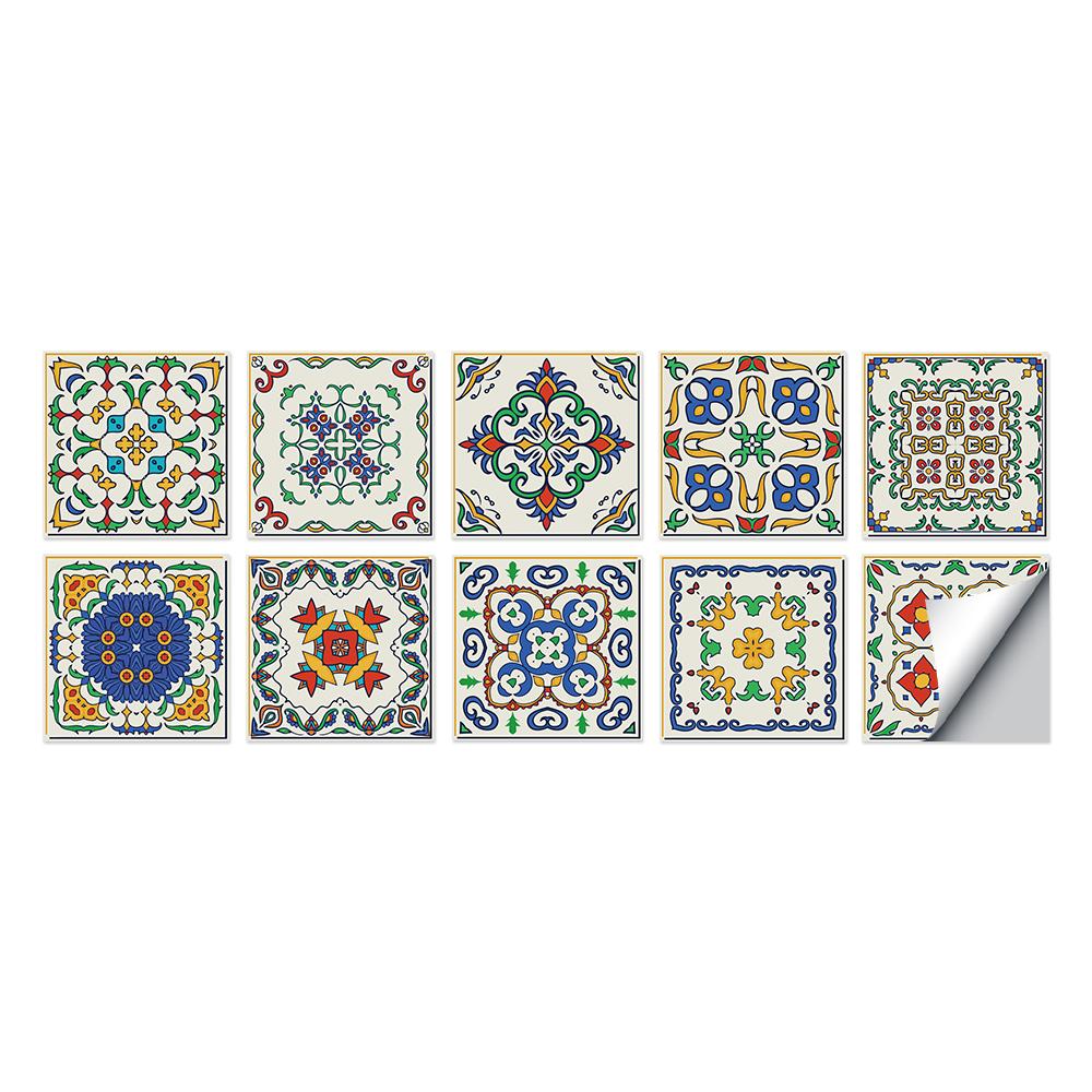 Tile Stickers Waterproof Kitchen Retro Moroccan Self Adhesive Bathroom Decal Vinyl Peel And Stick Wall Decoration Wallpaper NONE