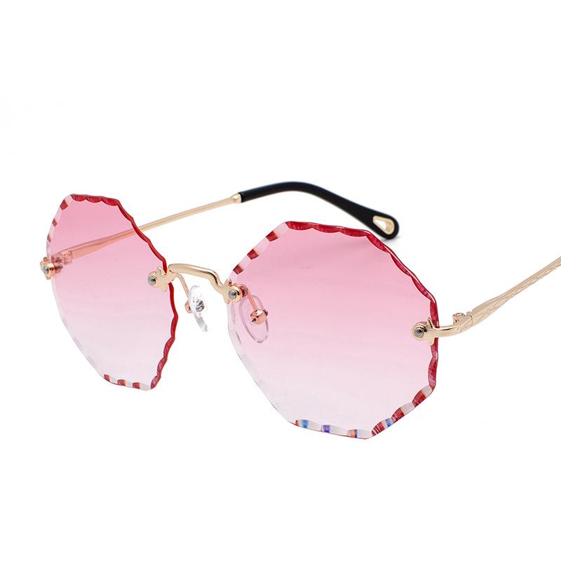 Luxury UV Protection Rimless Rhinestone Sunglasses Multi-color Frameless Shiny Gradient Glasses Vintage Eyewear for Women