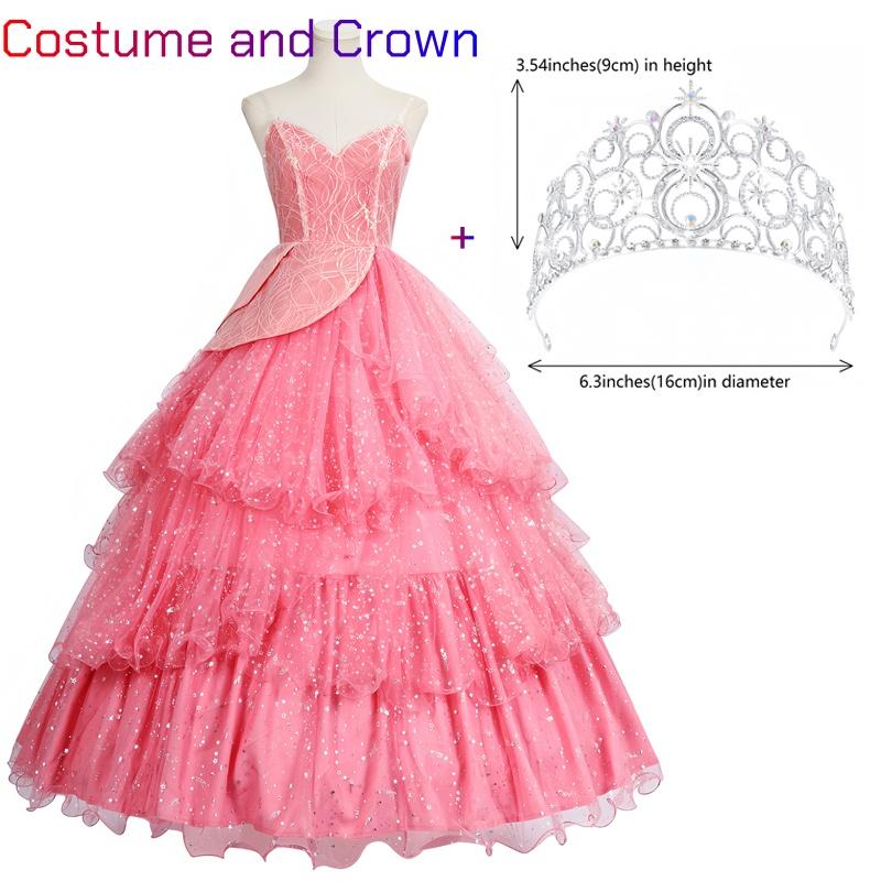 Wicked Glinda Dress for Adults Pink Glinda Cosplay Costume Dress Halloween Dance Party Show for Women Role-Playing Party Outfit
