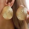 E11181 Retro Metal Eco-friendly Pleated Texture Earrings, Light Luxury Leaf Geometric Earrings, Earrings for Women