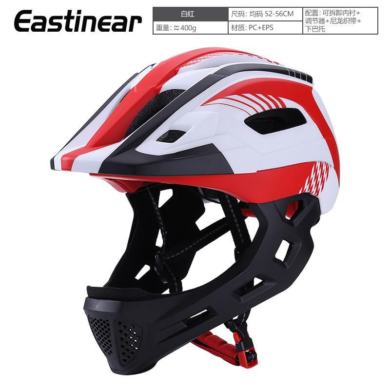 Kids Full Face Helmet With Removable Chin Guard Balance Bike Cycling Safety Gear PC EPS Construction One Size 52-56cm