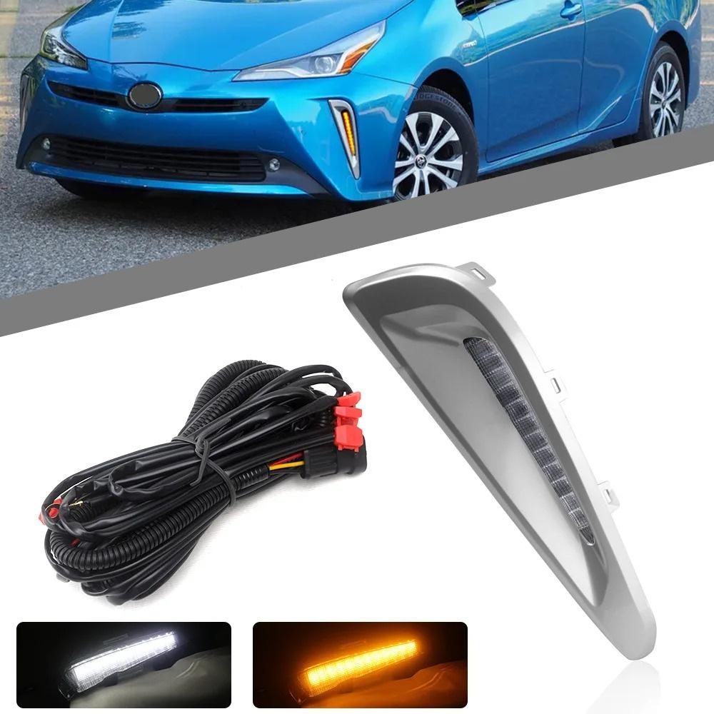 2Pcs Car Daytime Running Lights Fog Lamp For Toyota Prius 2019 2020 White+Yellow