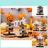 Charming Wooden Halloween Pumpkin And Ghost Decor Sign For Festive Home Decoration