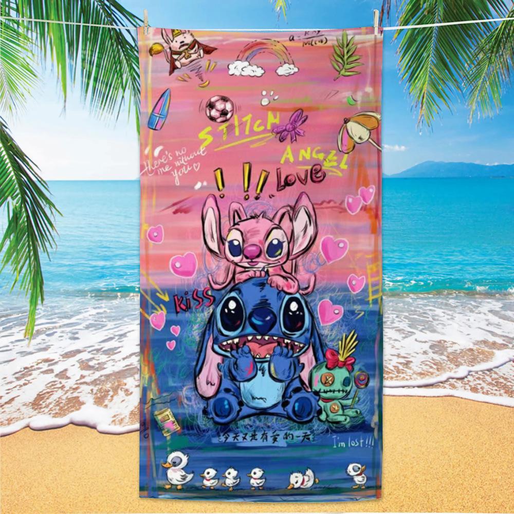 American Cartoon Figure Print Thick Microfiber Beach Towel Quick Dry Bath Blanket For Kids