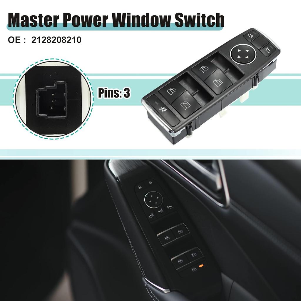 ACROPIX Front Left Driver Side Master Power Window Switch Fit for Mercedes-Benz C300 - Pack of 1 Black