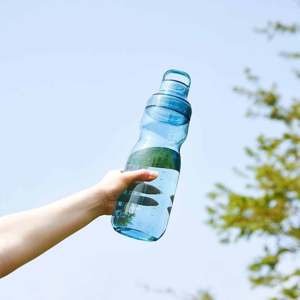 OSK LIPPY Water Bottle 1500mL Blue Made in Japan Lightweight Wide Mouth Easy to Clean With Handle With Gasket Room Temperature Water Bottle BC-1500
