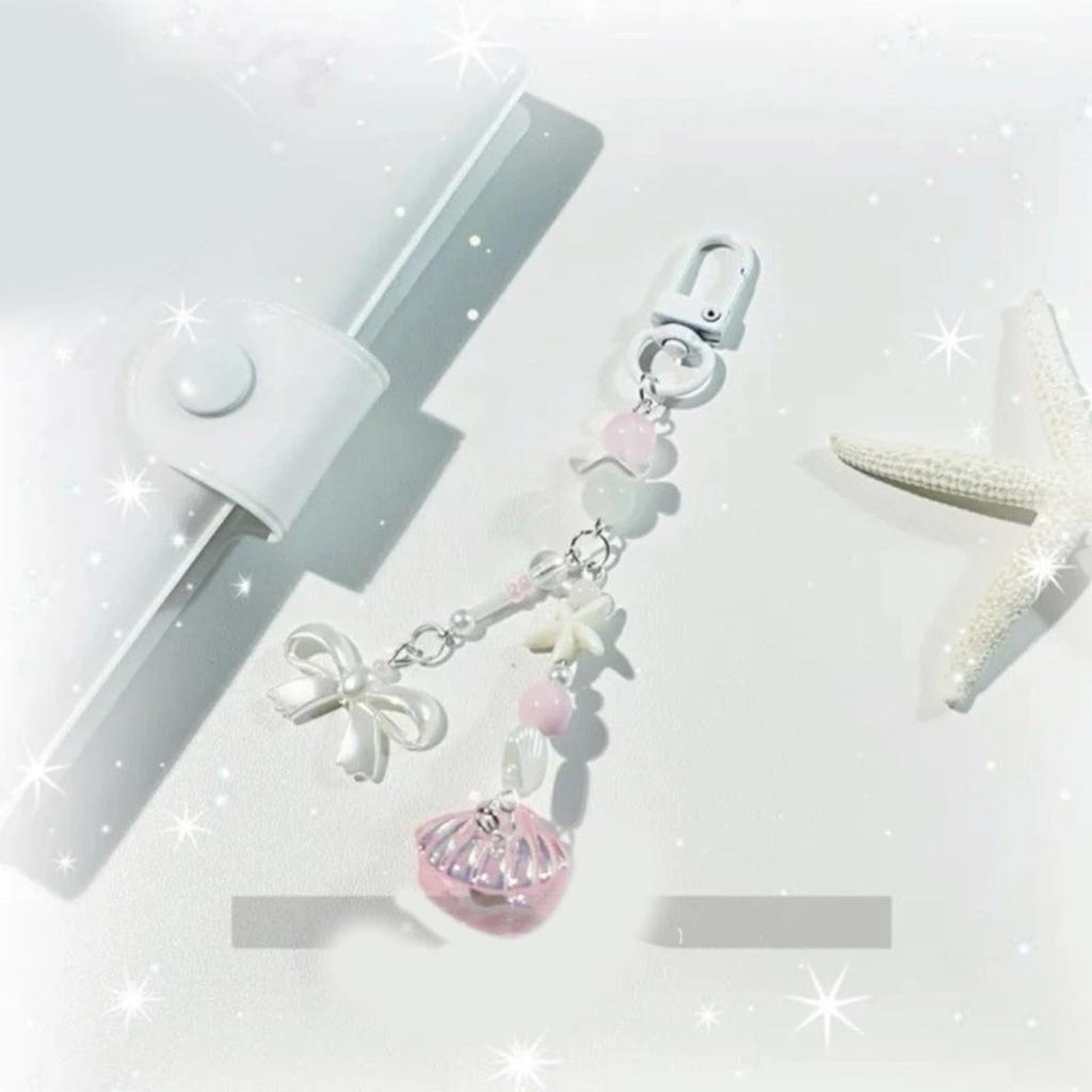 Muschel Schleife Perle Schlüsselanhänger Niedliche Dekorationen Schlüsselanhänger Ornament Rucksack Handtasche Anhänger Geschenk für Mädchen Frauen