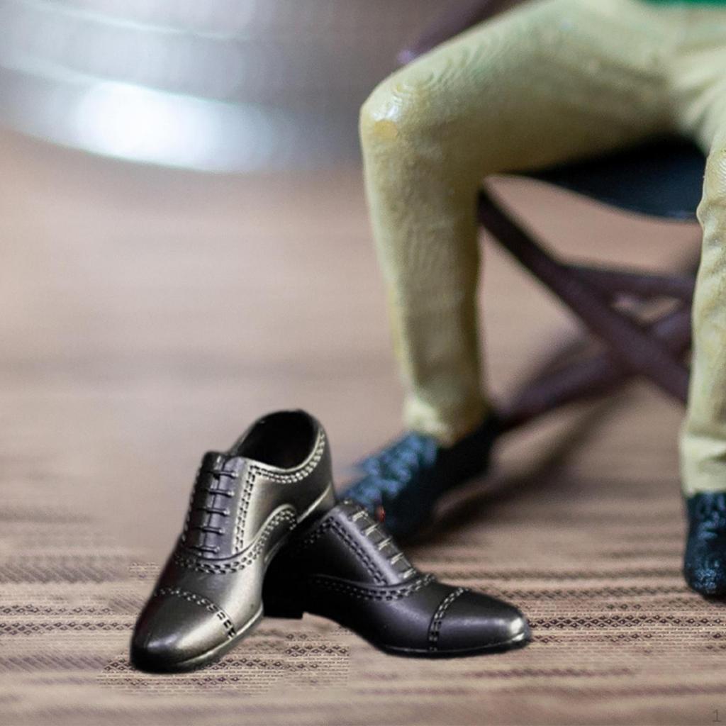1/6 Doll Shoes Men's Shoes, Decorative, Wearable, Mini, Toy Model Dress up Miniature for 12