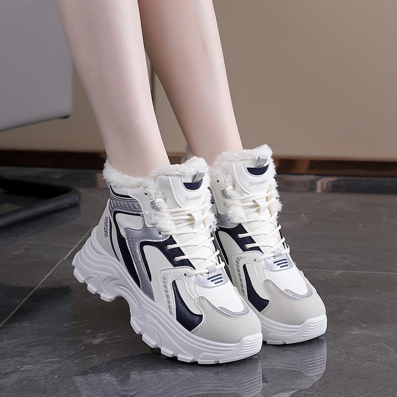 TUINANLE Winter Sneakers with Fur Shoes Woman Casual Sports Skateboard Trainers Women Comfort Warm Plush Athletic Shoes