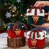 Caja de Regalo de Navidad Reno Árbol de Navidad Caja de Fieltro con Cinta Multifuncional Felpa Caja para Golosinas para Pequeños Regalos Snacks Christma