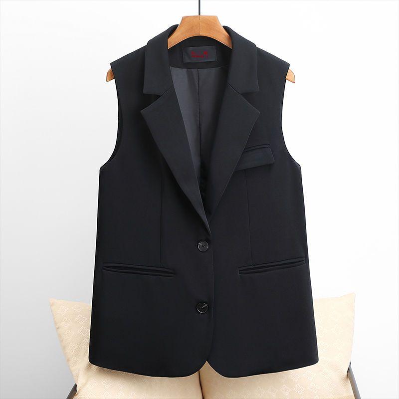 Women's Autumn Suit Vest Sleeveless Jacket Spring and Autumn Korean Version Long Vest Women's Slimming Cardigan Waistcoat