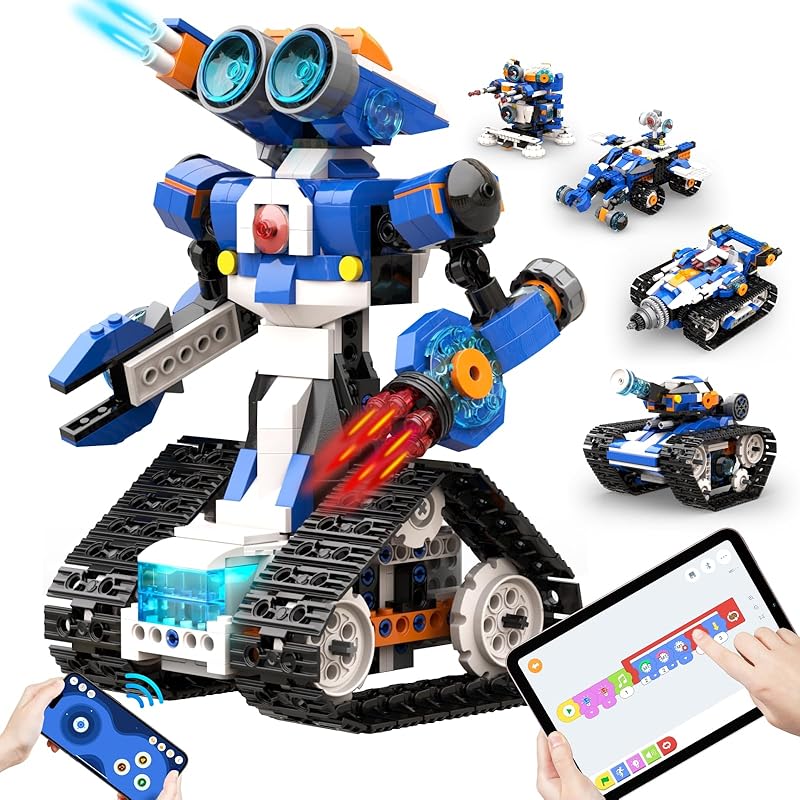 Robot J Creative Robot Building Kit, 6-in-1 Programmable App Remote Control Robot/Tank STEM Learning Toy, Educational Coding Gifts for 7-8 8-12 Years